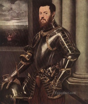  italiano Pintura al %C3%B3leo - Hombre con armadura Renacimiento italiano Tintoretto